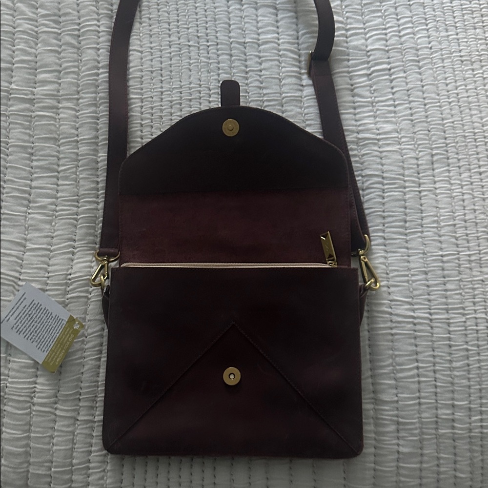 Sseko Burgundy Crossbody Bag with Gold Hardware